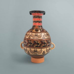 Ceramic Representation Aryballo With Dragonfly Design