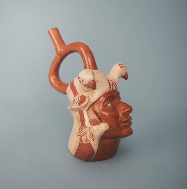 Ceramic Huaco Representation Portrait Two Birds - Image 2